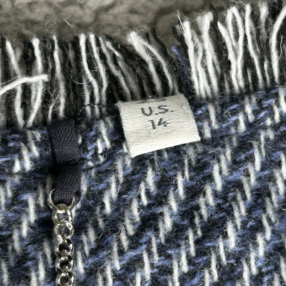 Chico's Blue Tweed Fringe Jacket - Picture 8 of 16